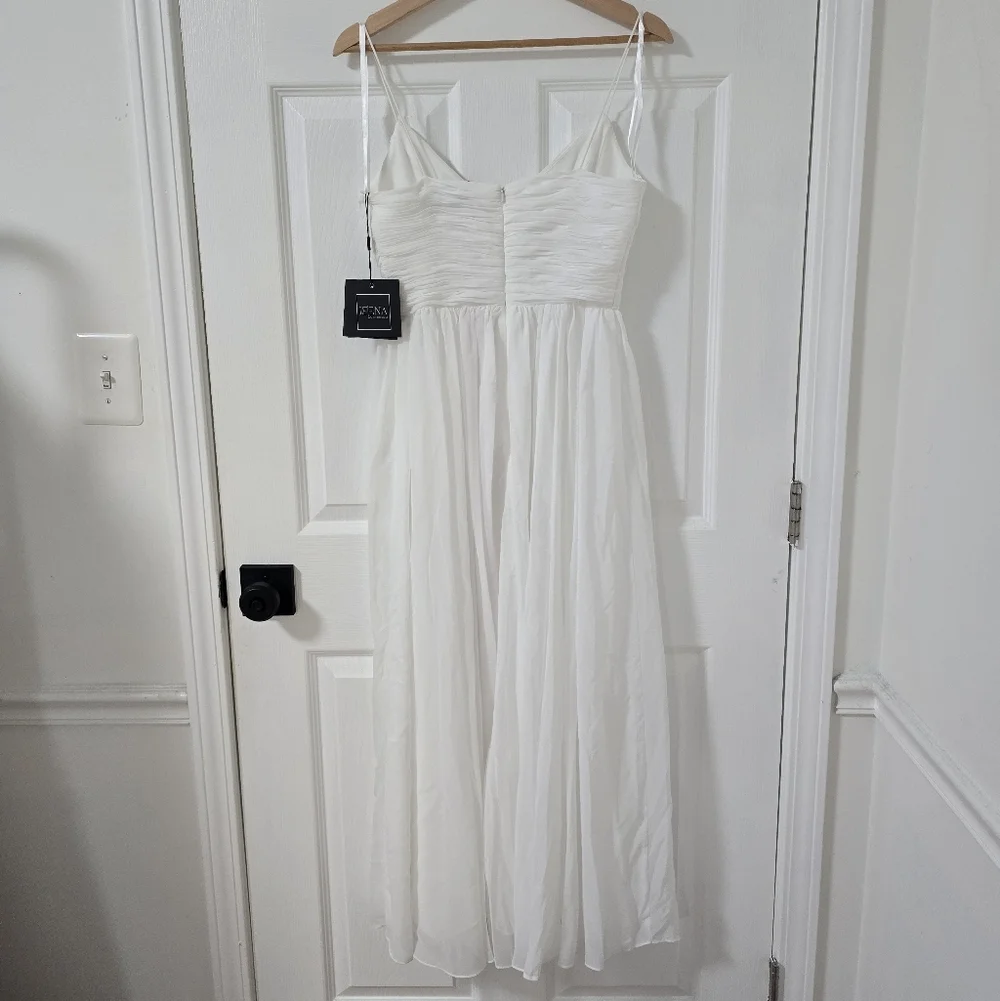 Ieena Mac Duggal White Faux Wrap Sleeveless Flowy Midi Dress New Size XS - Picture 8 of 9